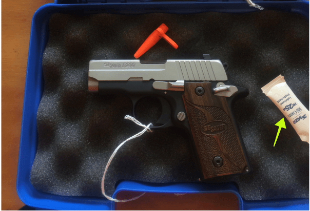 Sig Sauer gun case with tw25b gun grease packet